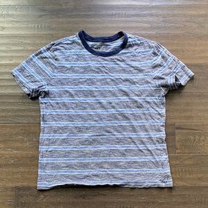 GAP Striped Short Sleeve Tee Mens Sz Large Blue and White